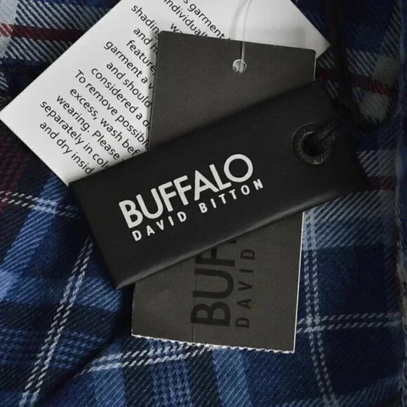 NWT Buffalo Plaid Check Blue Snap Button Dress Shirt Size Large - Picture 7 of 14